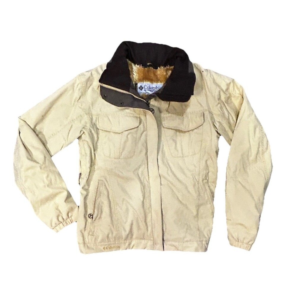 Vintage Columbia Titanium Womens Outdoor Jacket Sz M Pale Yellow & Brown READ